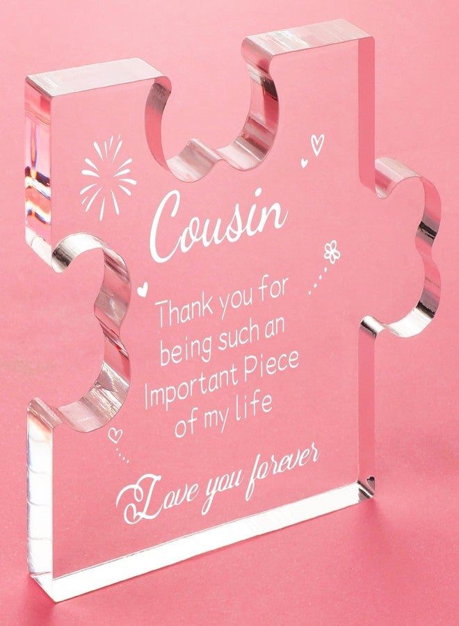 Funnli Cousin Gifts for Women Acrylic Plaque - Mothers Day Graduation Christmas Valentines Day Birthday Wedding Card Gifts for Cousin 3.35 x 2.76 Inch Desk Decorations - Gifts for Cousins Female from Sister Brother - Image 1