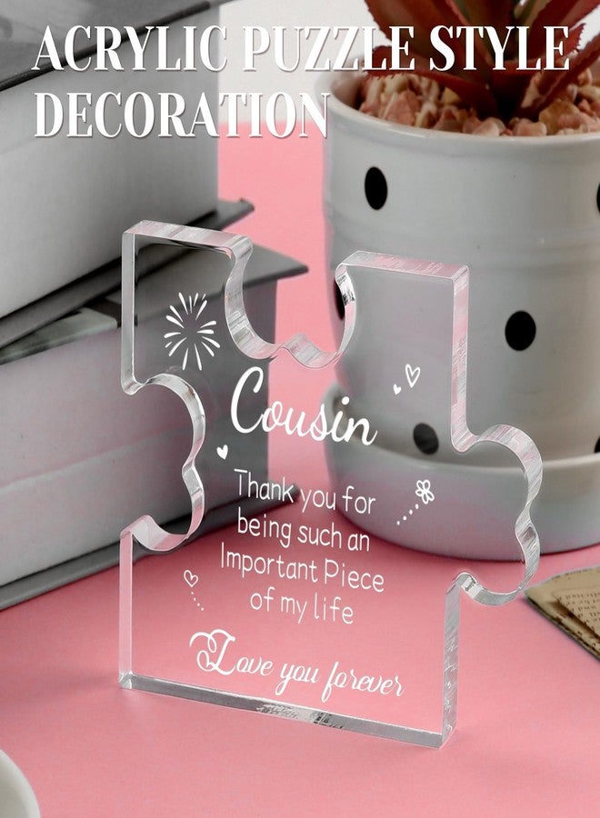 Funnli Cousin Gifts for Women Acrylic Plaque - Mothers Day Graduation Christmas Valentines Day Birthday Wedding Card Gifts for Cousin 3.35 x 2.76 Inch Desk Decorations - Gifts for Cousins Female from Sister Brother - Image 3
