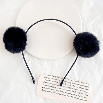 ericotry 3PCS Pompom Ball Cat Ear Headband Cute Fluffy Ball Hair Hoop for Cosplay Party Costume Hair Accessories BlackWhitePink - Image 4