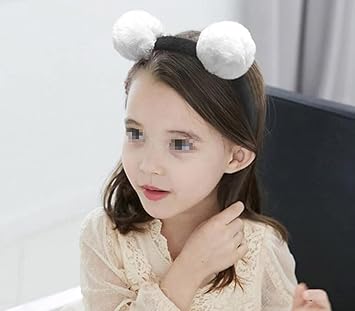 ericotry 3PCS Pompom Ball Cat Ear Headband Cute Fluffy Ball Hair Hoop for Cosplay Party Costume Hair Accessories BlackWhitePink - Image 5