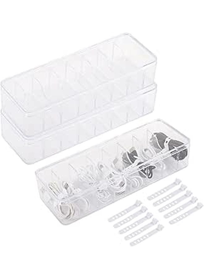 Transparent Cable Organizer Box With Lid Divider And 10 Ties For Home Office - Image 1