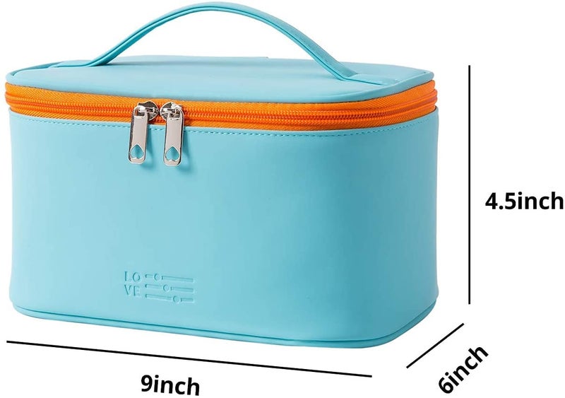 PRISMAXIC Latest Stylish PU Leather Cosmetic Organizer Bag Makeup Storage Pouch for Women and Girls for Travel Makeup Bag Storage Boxes Jewellery Organizer Toiletry Box with Compact Sky Blue - Image 3