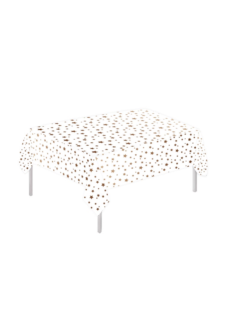 MARKQ Plastic Star Tablecloth for Rectangle Table 54" x 72" Disposable Table Cover for Bridal Shower Wedding Birthday Party Decorations (Rose Gold) - Image 1