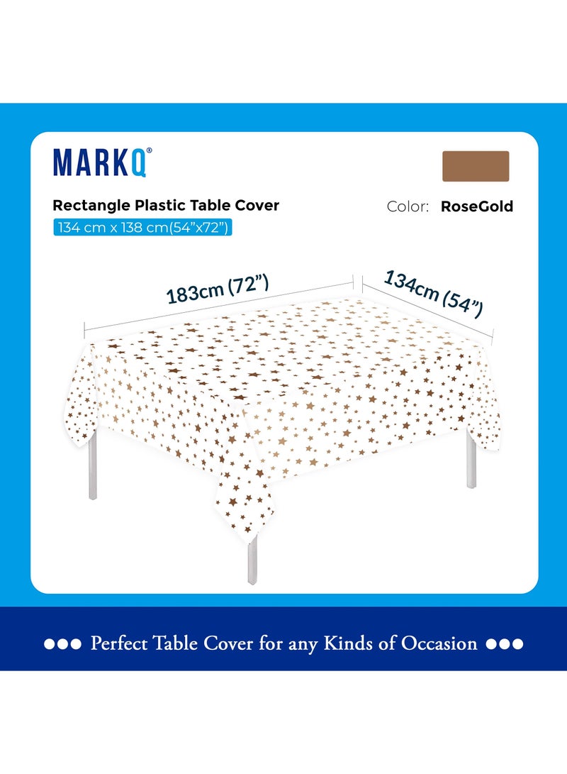 MARKQ Plastic Star Tablecloth for Rectangle Table 54" x 72" Disposable Table Cover for Bridal Shower Wedding Birthday Party Decorations (Rose Gold) - Image 2