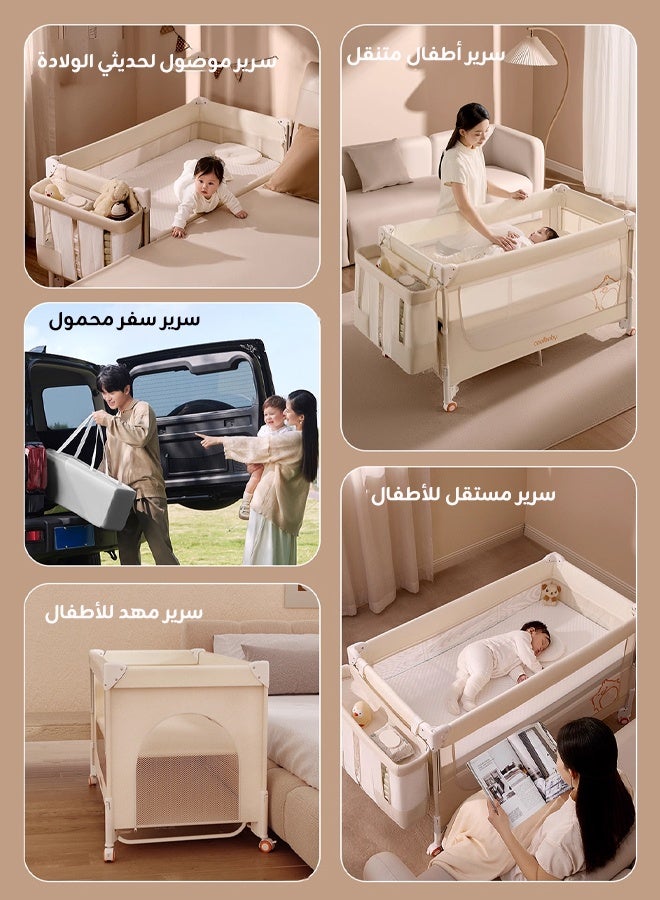 Riolio Portable Folding Bedside Crib for Newborns - Multifunctional Baby Bassinet, Cradle, and Sleeping Basket with Mobile. - Image 2