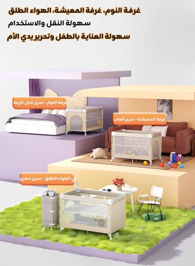 ريوليو سرير جانبي محمول وقابل للطي لحديثي الولادة - مهد أطفال متعدد الوظائف وسلة للنوم مع لعبة متحركة. - Image 2