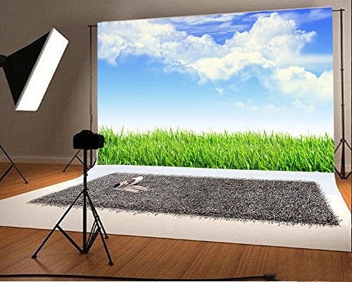 Leyiyi 5x3ft Spring Grassland Photography Background Gardening Plant Meadow Sky Cloud Light Spot North Prairie Backdrop Nature View Outdoor Activity Kids Birthday Photo Portrait Vinyl Studio Prop - Image 3
