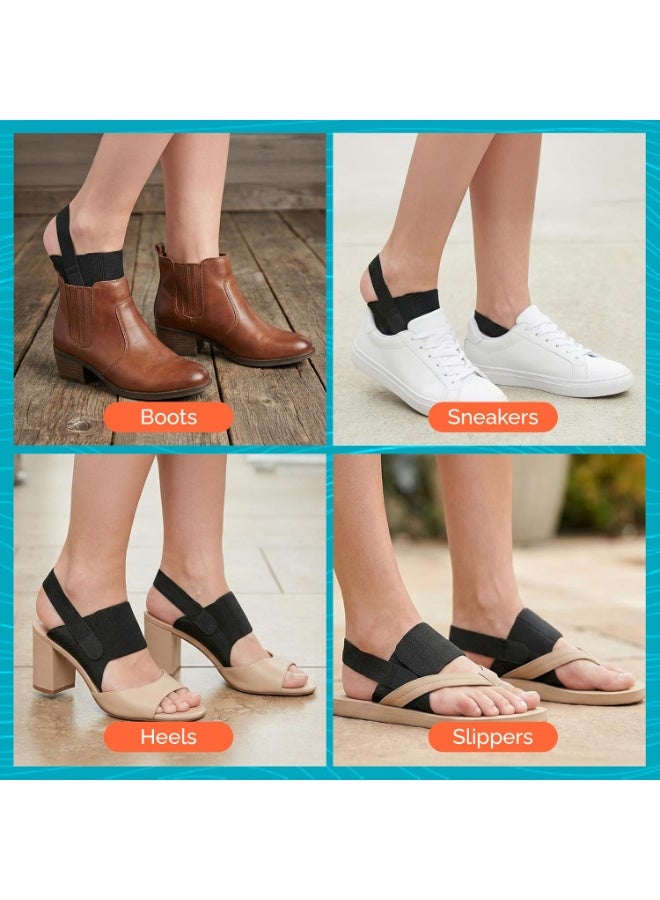 دعامة تقوس القدم للنساء والرجال - حزام دعم تقوس قابل للتعديل، مناسب للقدم المسطحة، وآلام الكعب، وتقوس القدم العالي، وانحناءات القدم - شرائط مانعة للانزلاق - (زوج واحد - أسود) - Image 3