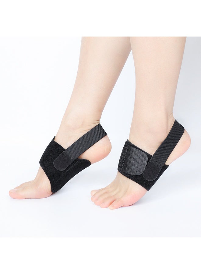 دعامة تقوس القدم للنساء والرجال - حزام دعم تقوس قابل للتعديل، مناسب للقدم المسطحة، وآلام الكعب، وتقوس القدم العالي، وانحناءات القدم - شرائط مانعة للانزلاق - (زوج واحد - أسود) - Image 1