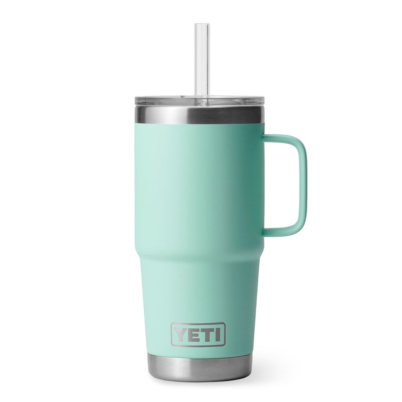YETI Rambler 25 oz Tumbler with Handle and Straw Lid, Travel Mug Water Tumbler, Vacuum Insulated Cup with Handle, Stainless Steel, Seafoam - Image 1