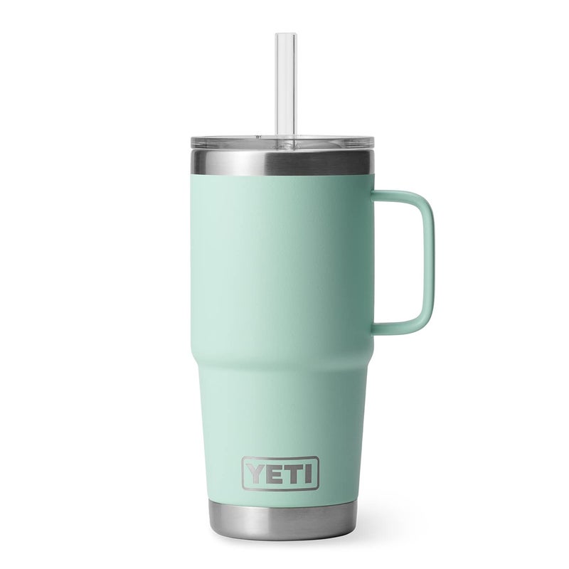 YETI Rambler 25 oz Tumbler with Handle and Straw Lid, Travel Mug Water Tumbler, Vacuum Insulated Cup with Handle, Stainless Steel, Seafoam - Image 5
