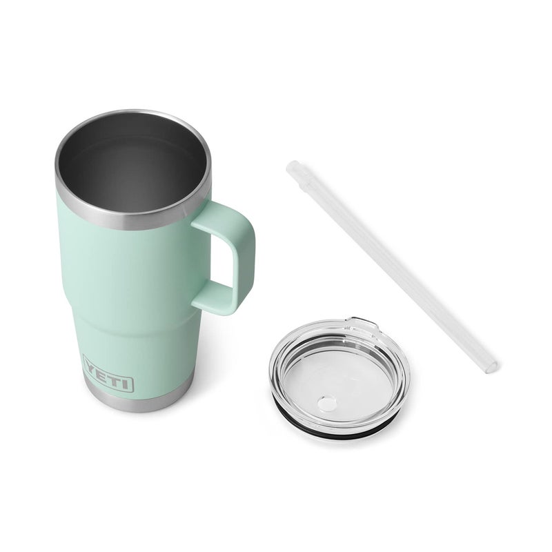 YETI Rambler 25 oz Tumbler with Handle and Straw Lid, Travel Mug Water Tumbler, Vacuum Insulated Cup with Handle, Stainless Steel, Seafoam - Image 3