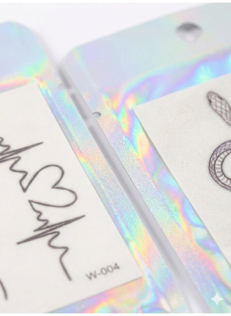 Semi Permanent Temporary Tattoo Stickers 6PCS Metallic Holographic Designs – Waterproof Fake Tattoos Last 7-15 Days – Easy Apply and Remove Body Art for Parties Festivals Beach and Fashion Looks - Image 2