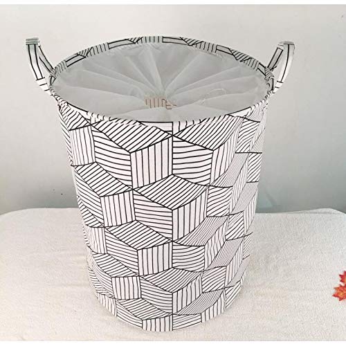 CONNECTWIDE STORE77 Small Laundry Waterproof Folding Clothes Storage Basket Toy Organizer with Handles Mediterranean Style for Bedrooms, Nursery, Closets ROUND (Grey) 