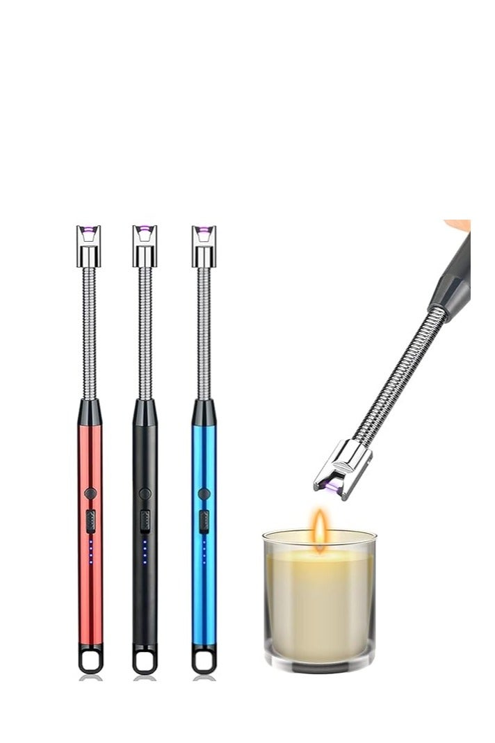 ولاعة غاز و ولاعة شموع، ولاعة قوس مع إمكانية شحن بمنفذ USB، مقاومة للرياح بلا لهب، شاشة LED تعمل بالبطارية، مفتاح أمان، دوران 360 درجة للعلاج العطري والشموع والشواء والتخييم - Image 1