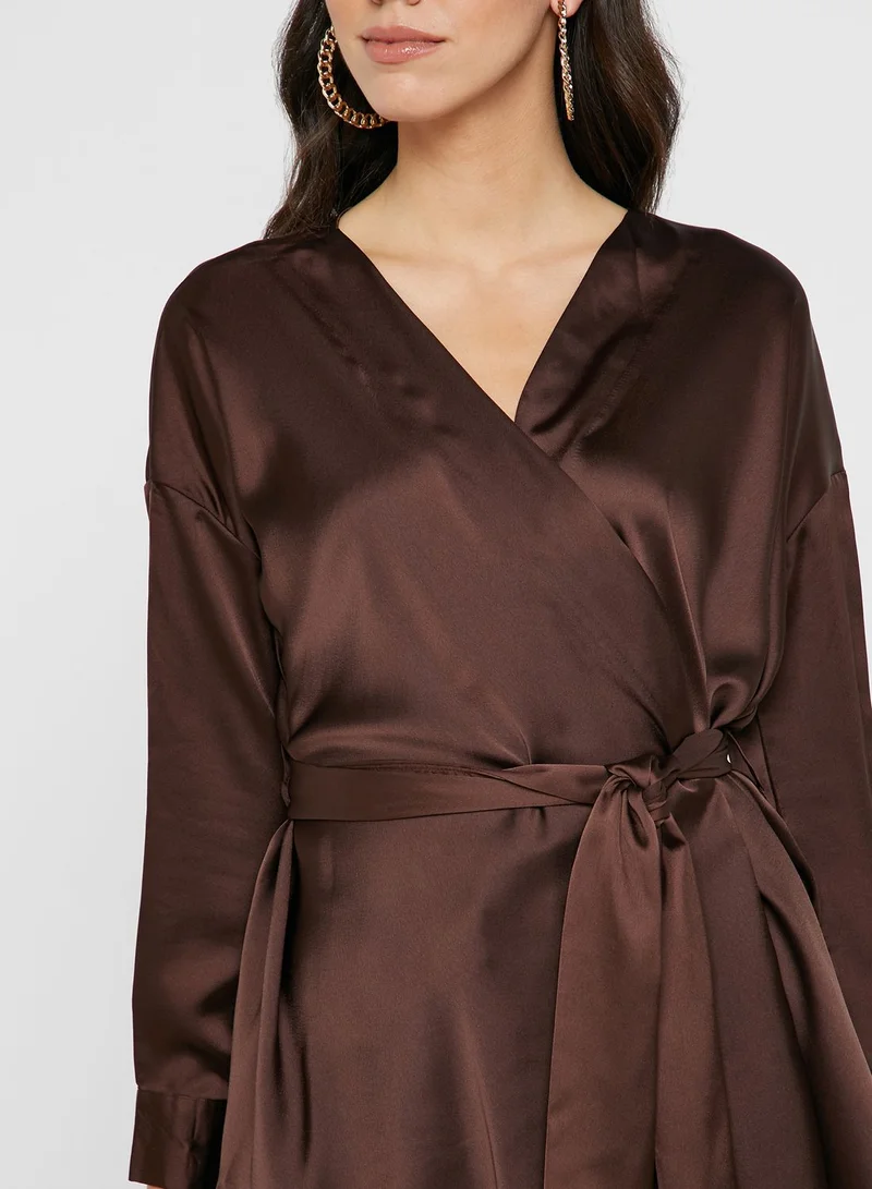Missguided Tie Waist Plunge Top