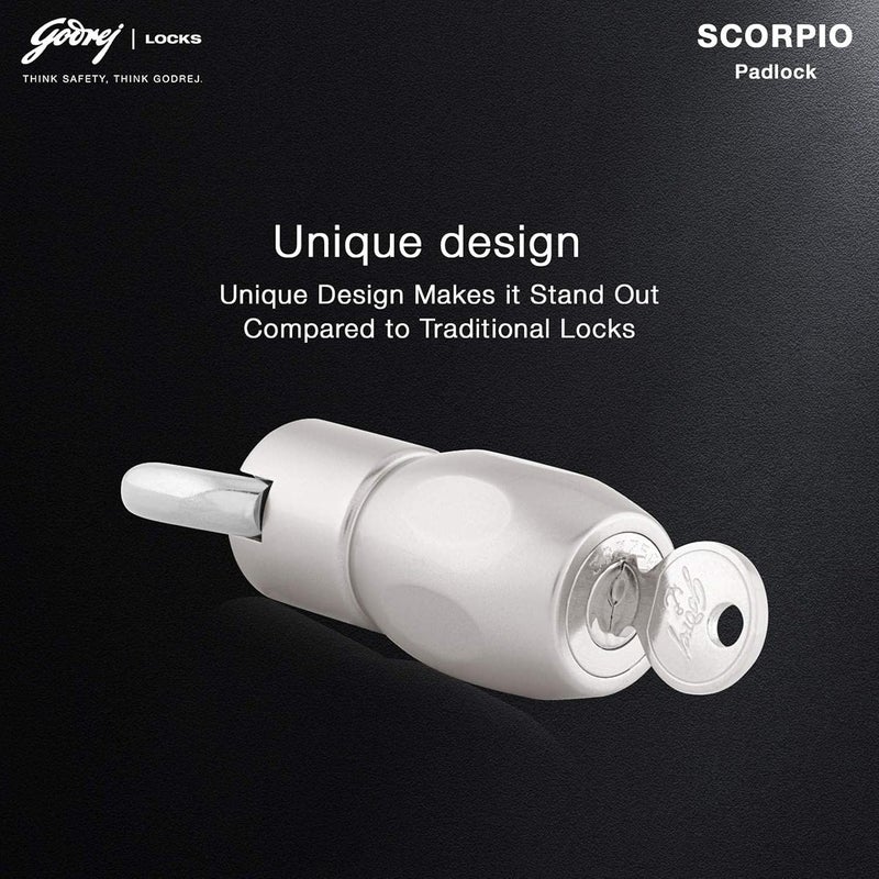 Godrej Locking Solutions and Systems Godrej Locks I Ultra Scorpio Padlock I 3 Keys I for Main Door I Gate Lock I Tool Box Shutters Shops Offices I Strong Hardened Corrosion Resistant Shackle I Nickel Finish  - Image 5