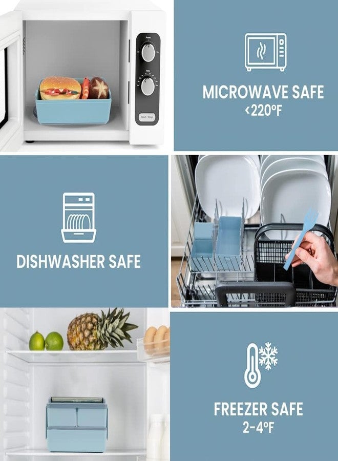 DOEASY علبة غداء متكاملة مع أقسام قابلة للإزالة، تصميم من طبقتين وثلاثة أقسام، حاويات طعام للغداء والوجبات الخفيفة، علبة غداء للبالغين، رجال الأعمال والأطفال، علبة غداء آمنة للاستخدام في الميكروويف (1400 مل، متعددة الألوان) - Image 3