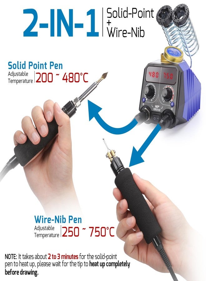 WEP 939D-VII 2-in-1 Pyrography Pen Wood Burning Kit Station - Image 4