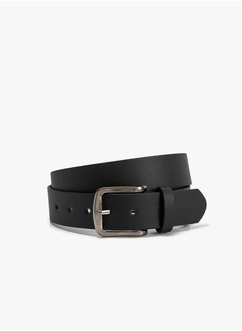 كوتون Faux Leather Belt Metal Buckle Detailed