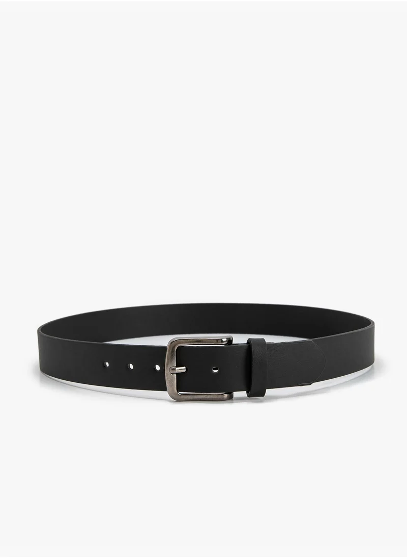 كوتون Faux Leather Belt Metal Buckle Detailed