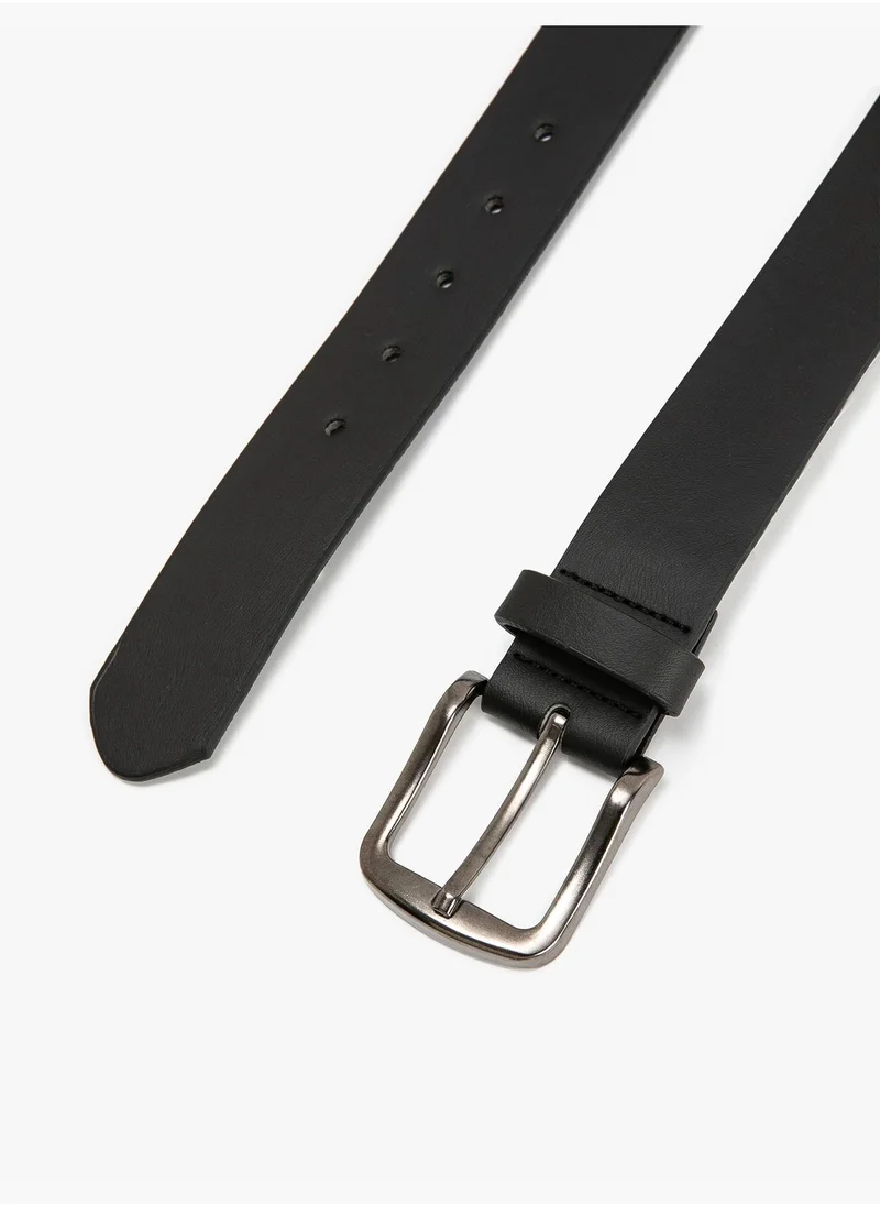 كوتون Faux Leather Belt Metal Buckle Detailed
