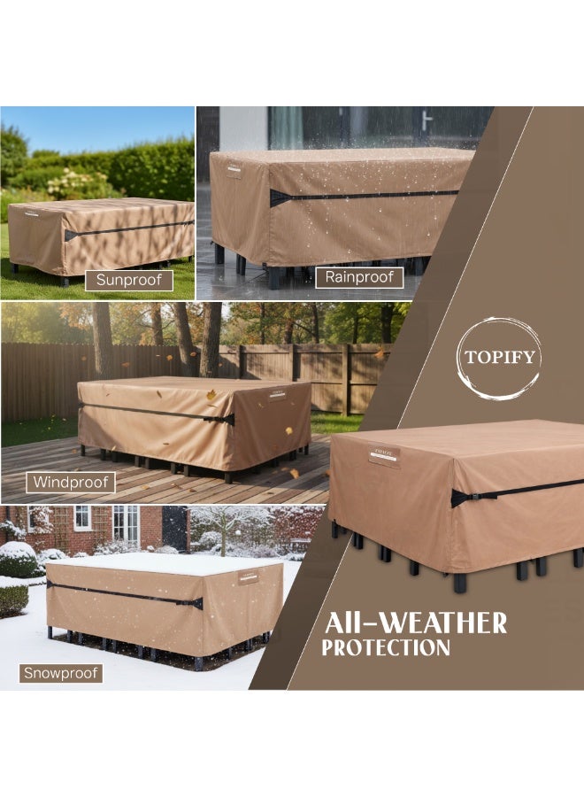 TOPIFY 420D Waterproof Outdoor Furniture Cover Set, Premium Quality Garden Patio Furniture Covers Dust Proof Anti-UV Heavy Duty PVC Coated Durable Sofa Table & Chair Cover 213x132x74cm - Image 5