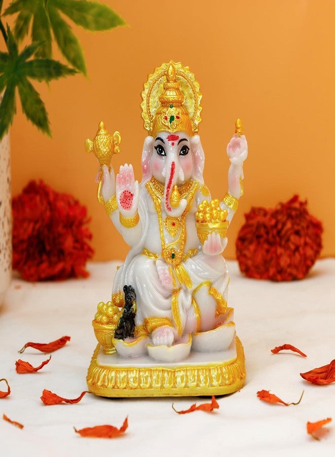 BangBangDa Ganesha Statue for Car Dashboard - 4.1”H Polystone Marble Color Lord Ganesha Idol for Vehicle Decor Ideal Birthday Diwali Wedding Gift for Indian Friends Man Woman - Image 3