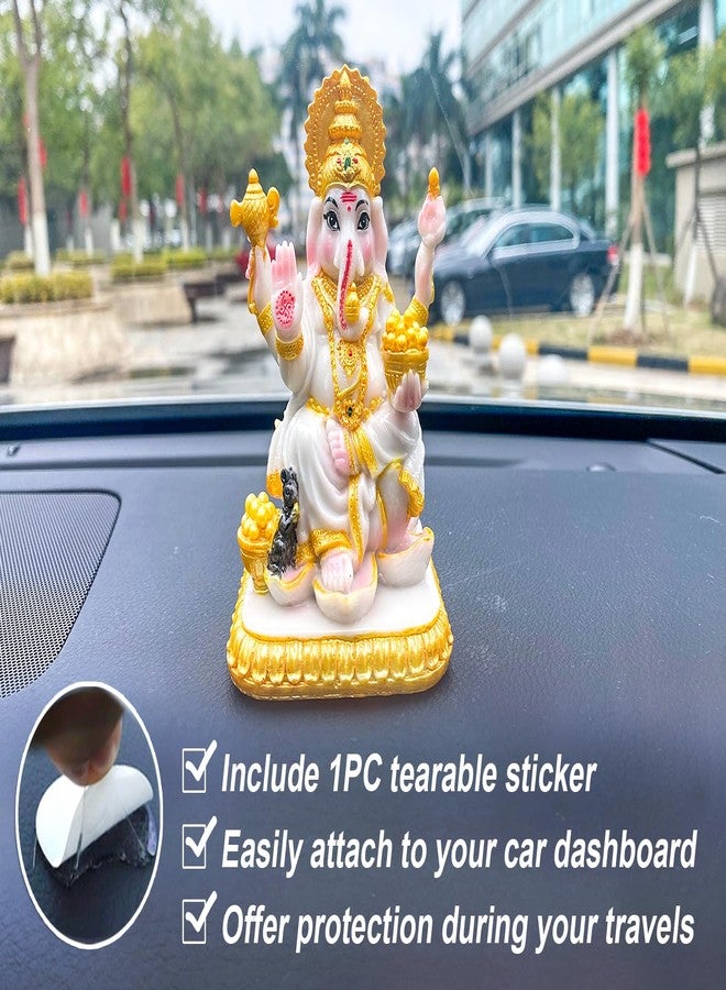 BangBangDa Ganesha Statue for Car Dashboard - 4.1”H Polystone Marble Color Lord Ganesha Idol for Vehicle Decor Ideal Birthday Diwali Wedding Gift for Indian Friends Man Woman - Image 4