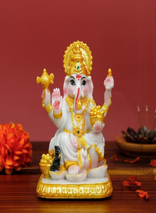 BangBangDa Ganesha Statue for Car Dashboard - 4.1”H Polystone Marble Color Lord Ganesha Idol for Vehicle Decor Ideal Birthday Diwali Wedding Gift for Indian Friends Man Woman - Image 2