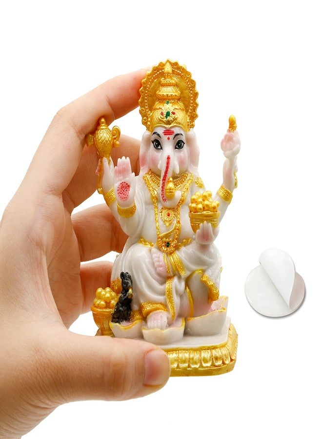 BangBangDa Ganesha Statue for Car Dashboard - 4.1”H Polystone Marble Color Lord Ganesha Idol for Vehicle Decor Ideal Birthday Diwali Wedding Gift for Indian Friends Man Woman - Image 1