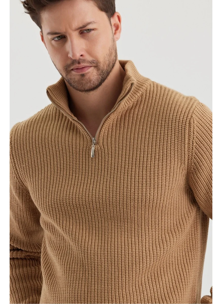 Cool Tarz Cool Style Men's Oversize Zippered Turtleneck Sweater