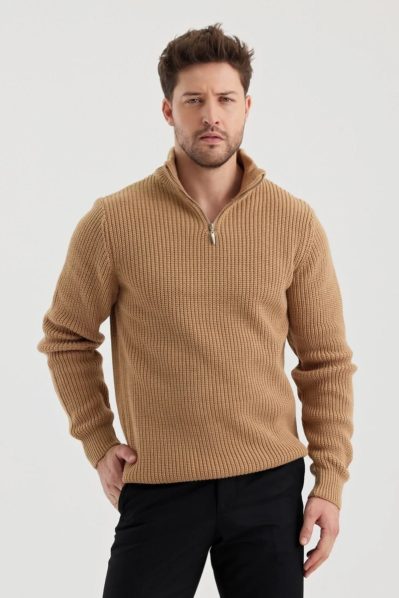 Cool Tarz Cool Style Men's Oversize Zippered Turtleneck Sweater