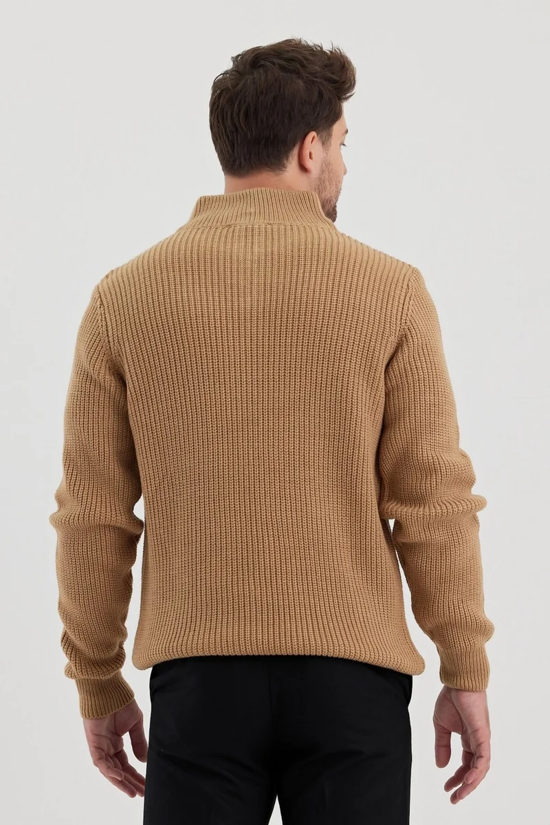 Cool Tarz Cool Style Men's Oversize Zippered Turtleneck Sweater