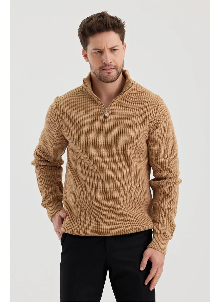 Cool Tarz Cool Style Men's Oversize Zippered Turtleneck Sweater