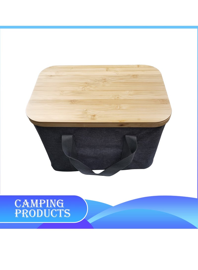 Manful Multi-Functional Portable Camping Storage Box with Bamboo Lid - Image 2