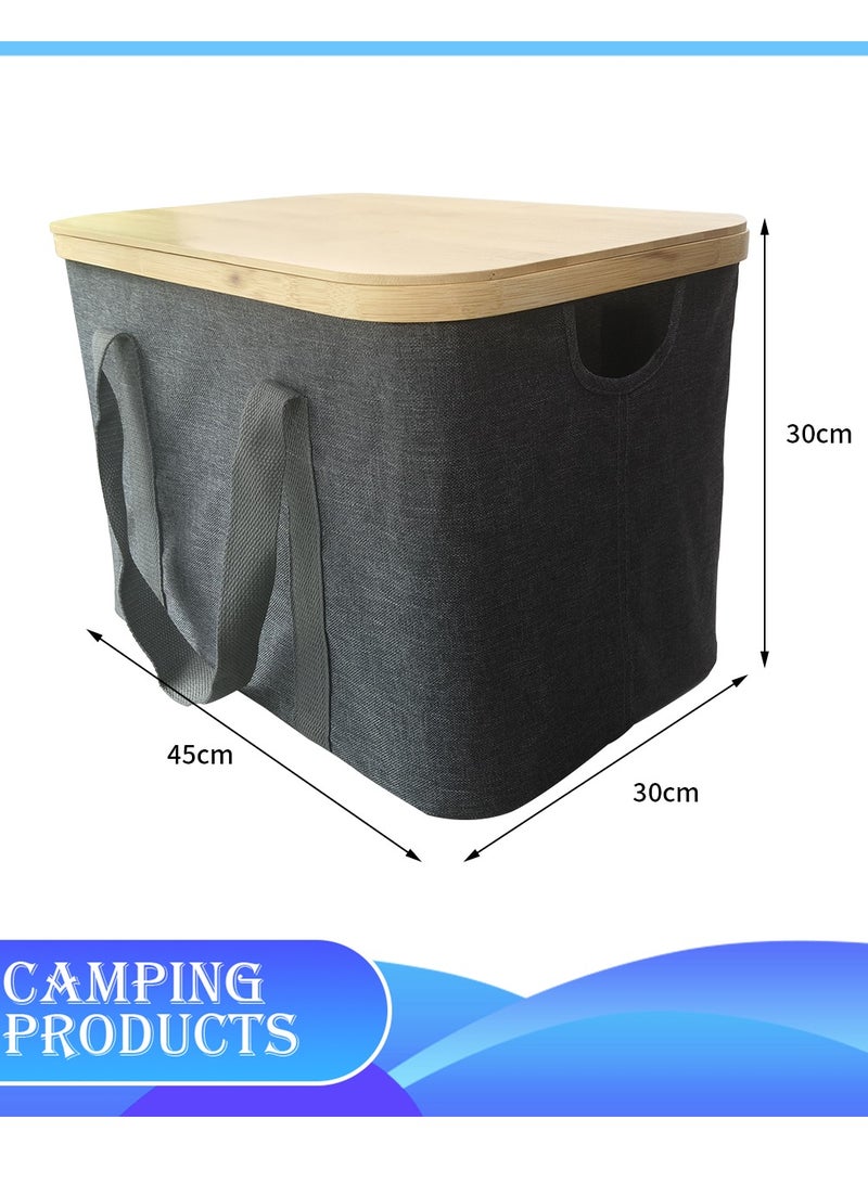 Manful Multi-Functional Portable Camping Storage Box with Bamboo Lid - Image 3