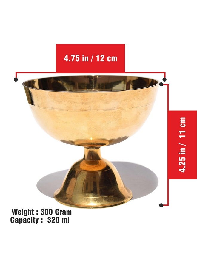 Pure Source India Brass Jyoti Diya Traditional Oil Lamp For Pooja At Temples, Home, Office & Hotel 4 Inch Dia  - Image 3