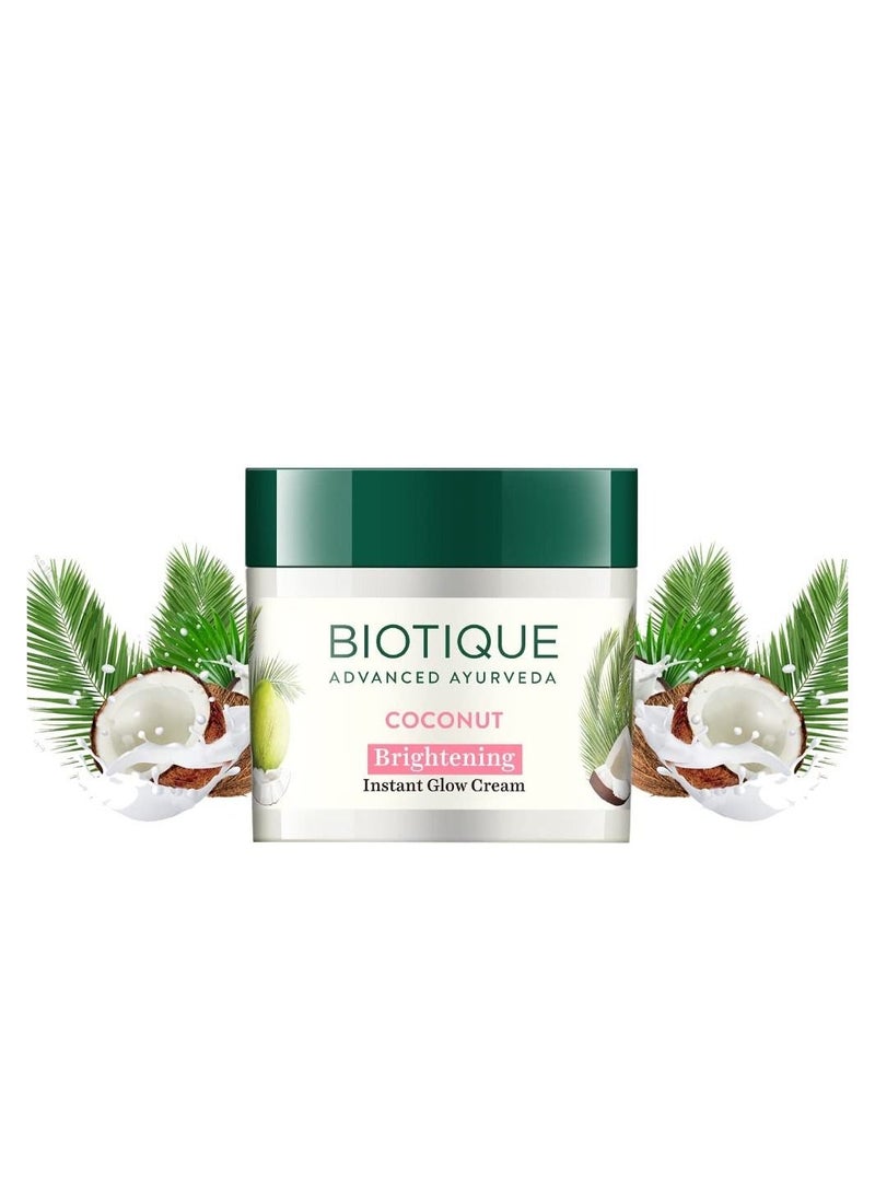 Biotique Coconut Brightening Instant Glow Cream 50 Gm  - Image 1