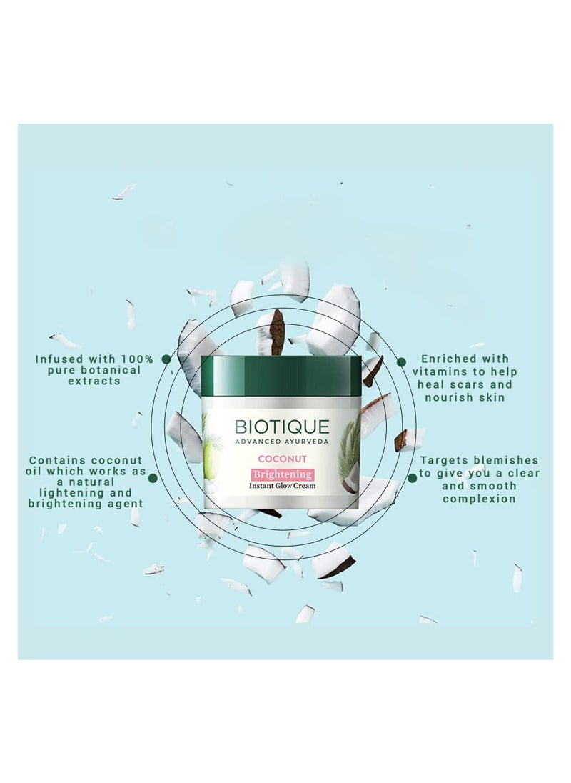 Biotique Coconut Brightening Instant Glow Cream 50 Gm  - Image 2
