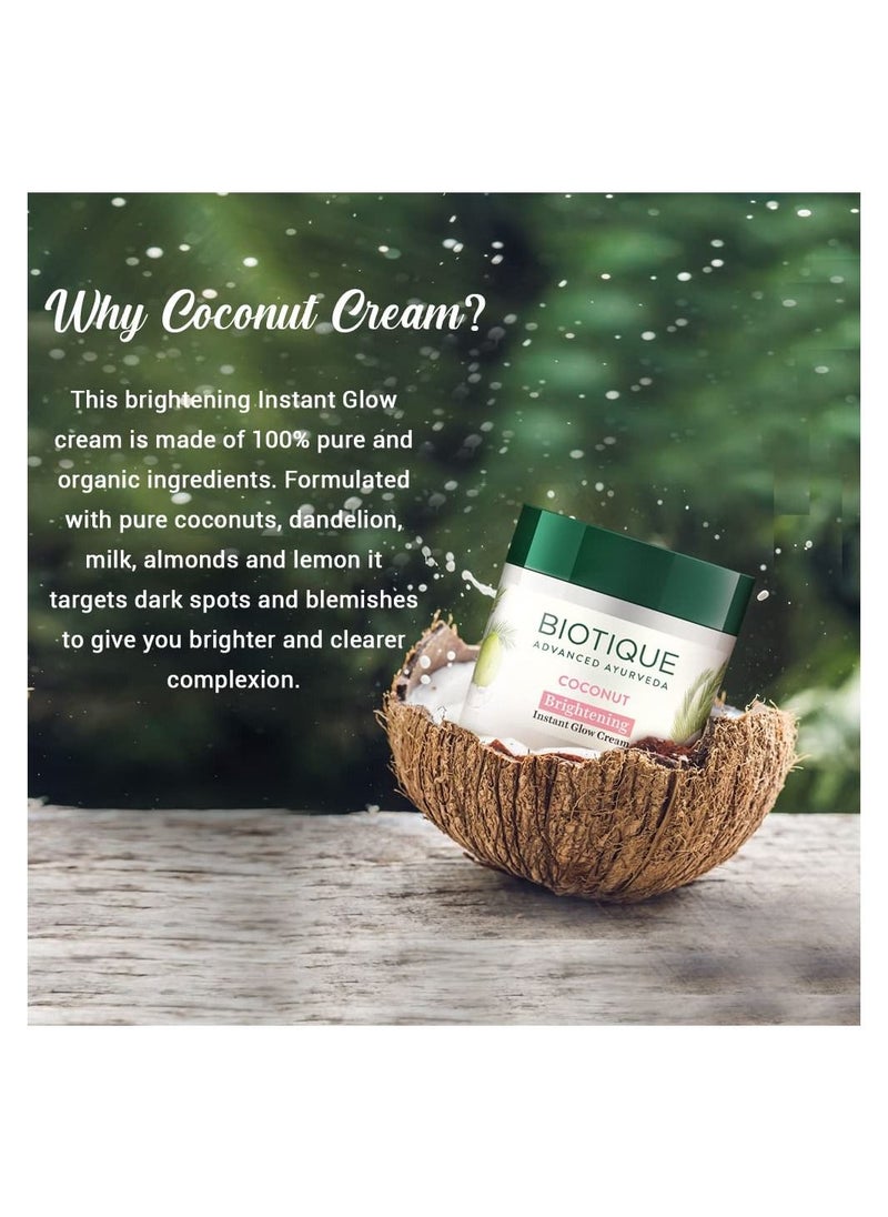 Biotique Coconut Brightening Instant Glow Cream 50 Gm  - Image 3
