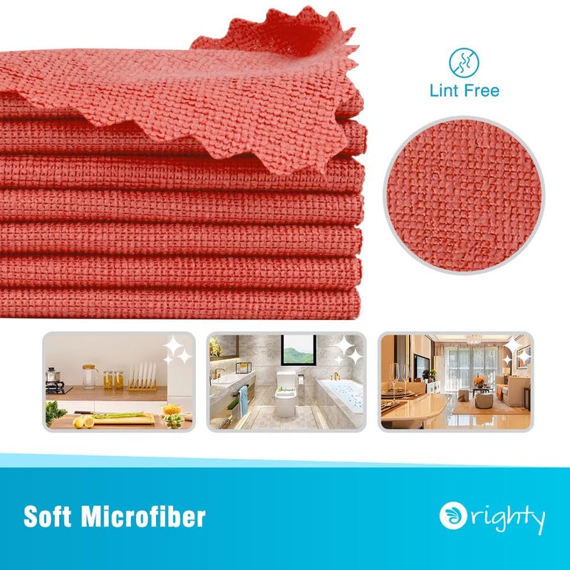 Orighty Cleaning Cloths, Shop Towels 50 Pack, Shop Rags Reusable, Microfiber Cleaning Rags Bulk for Cars, Multi-Purpose Lint Free Towels for Automotive, Mechanic, Kitchen, 11.5â€™â€™ x 11.5â€™â€™, Red - Image 2