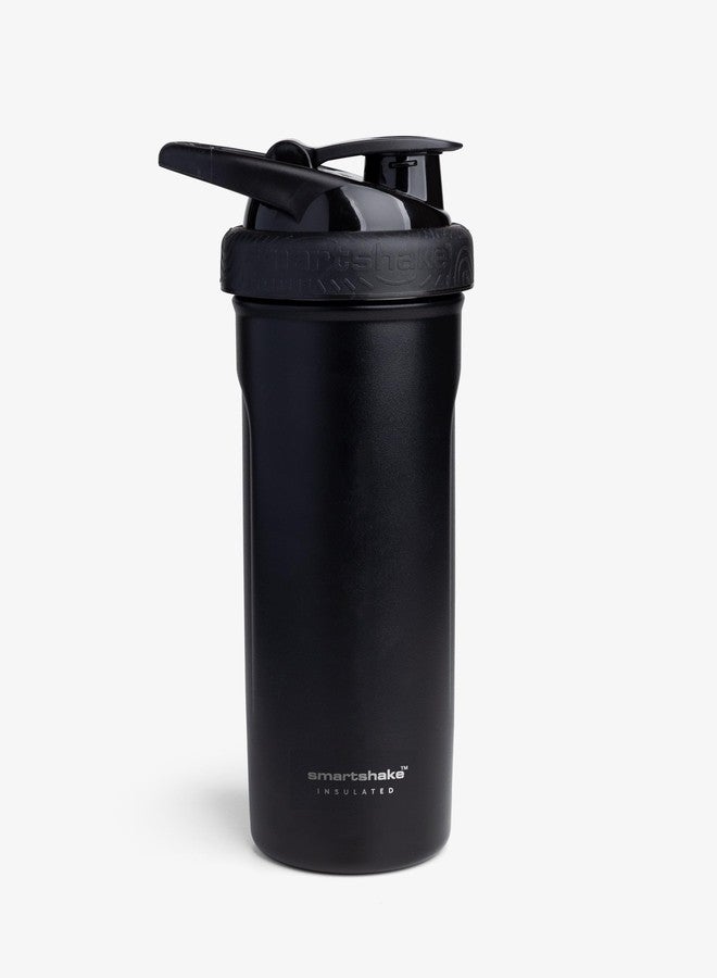 Smartshake Insulated Stainless Steel Blender Shaker Cup for Protein Mixes, Shakes and Pre Workout - 750ml 25oz Double-Walled Vacuum Insulated Water Bottle for Cold Drinks - BPA-Free (Black) - Image 1
