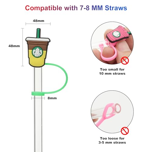 KEUYE Straw Cover Compatible With Starbucks Cup, 7Pcs Reusable Drinking Straw Cover, Splash Proof Straw Cover Cap, Straw Covers Cap for Tumbles,Cups Accessories (7-8MM-7PCS). - Image 5