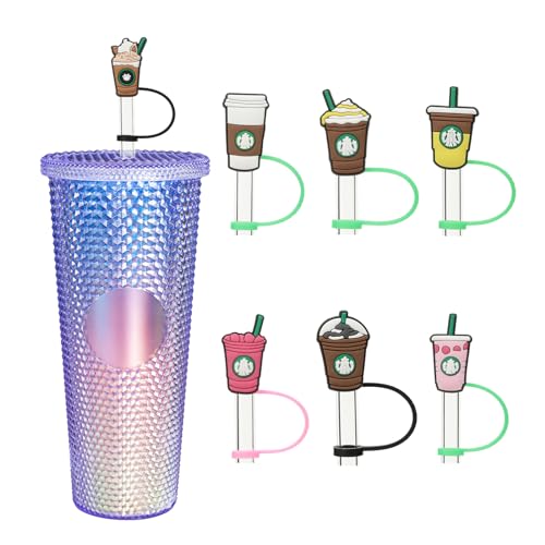 KEUYE Straw Cover Compatible With Starbucks Cup, 7Pcs Reusable Drinking Straw Cover, Splash Proof Straw Cover Cap, Straw Covers Cap for Tumbles,Cups Accessories (7-8MM-7PCS). - Image 1