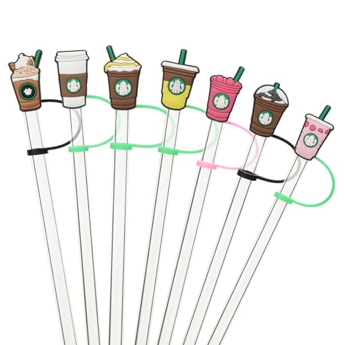 KEUYE Straw Cover Compatible With Starbucks Cup, 7Pcs Reusable Drinking Straw Cover, Splash Proof Straw Cover Cap, Straw Covers Cap for Tumbles,Cups Accessories (7-8MM-7PCS). - Image 2