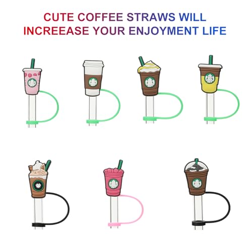 KEUYE Straw Cover Compatible With Starbucks Cup, 7Pcs Reusable Drinking Straw Cover, Splash Proof Straw Cover Cap, Straw Covers Cap for Tumbles,Cups Accessories (7-8MM-7PCS). - Image 3