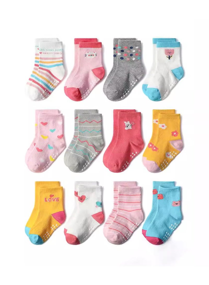 Children's Floor Socks Baby Non-Slip Socks 12 Pairs - Image 1