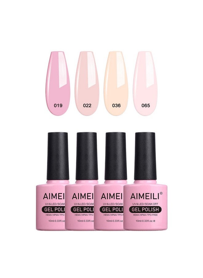 آيميلي طلاء أظافر جل شفاف طبيعي وردي شفاف من AIMEILI، مقاوم للماء، مقاوم للأشعة فوق البنفسجية، خالٍ من الهيمالايا، مجموعة من 4 قطع × 10 مل - مجموعة أدوات 17 - Image 1