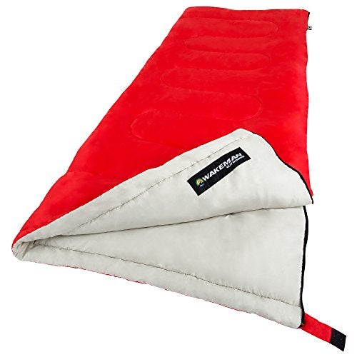 Wakeman Sleeping Bag ? 2-Season with Carrying Bag for Adults and Kids ? Spirit Lake Sleeping Bag for Camping and Festivals by Wakeman Outdoors (Red) - Image 1